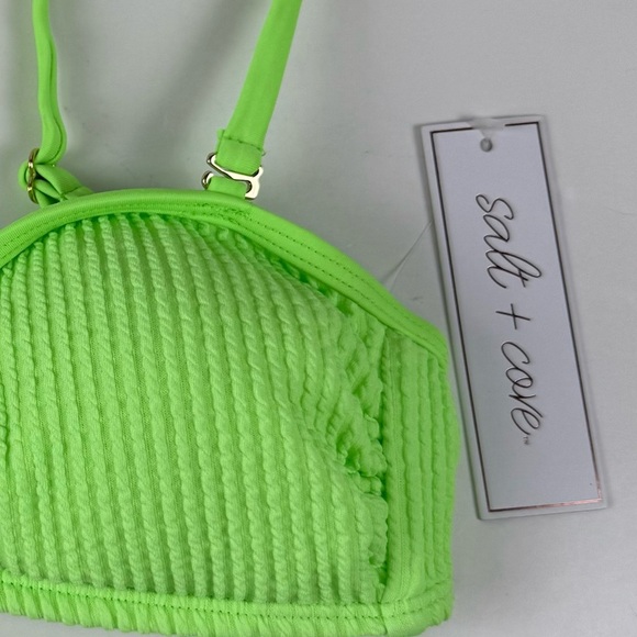 Salt + Cove Bikini Top Juniors Size XS Green Colorblock NWT - Picture 7 of 8